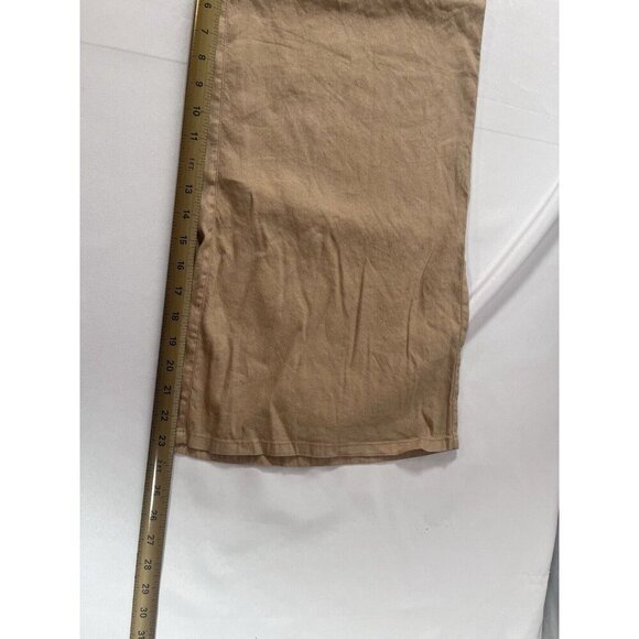 Halston Pants Womens Medium Tan Pull On Linen Blend Stretch Lightweight Comfort - Picture 5 of 5